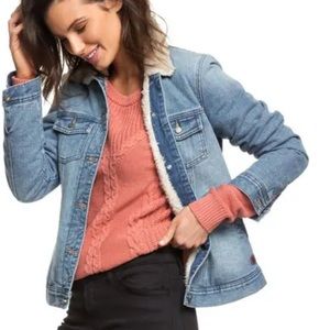 Roxy Sandy Faux Shearling Lined Denim Jacket